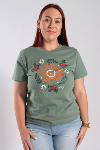 Harmony Sage Cotton Crew Neck T-Shirt
