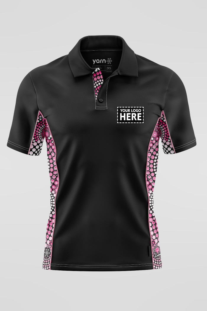 Pink Colours Black Bamboo (Simpson) Polo Shirt