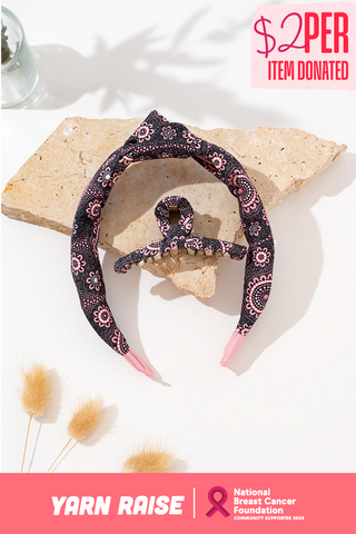 Boobie Sista (No.2) Knot Headband & Wrapped Butterfly Claw Clip - Ready Stock