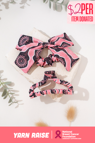 Boobie Sista Bow Scrunchie & Curved Claw Clip - Ready Stock