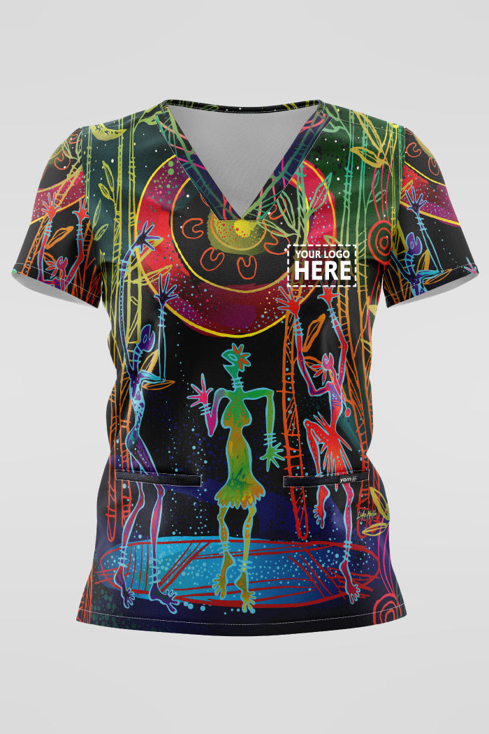 Celestial Rhythms NAIDOC 2025 Women’s Three Pocket Scrub Top