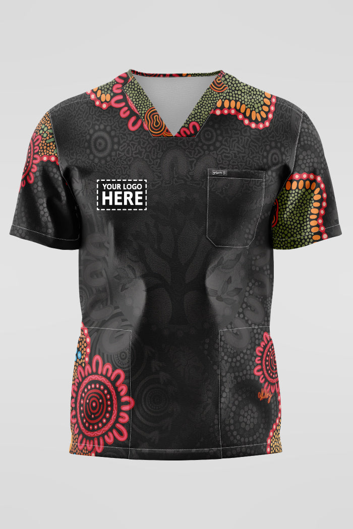 Wurung (Branches) Essence Unisex Three Pocket Scrub Top
