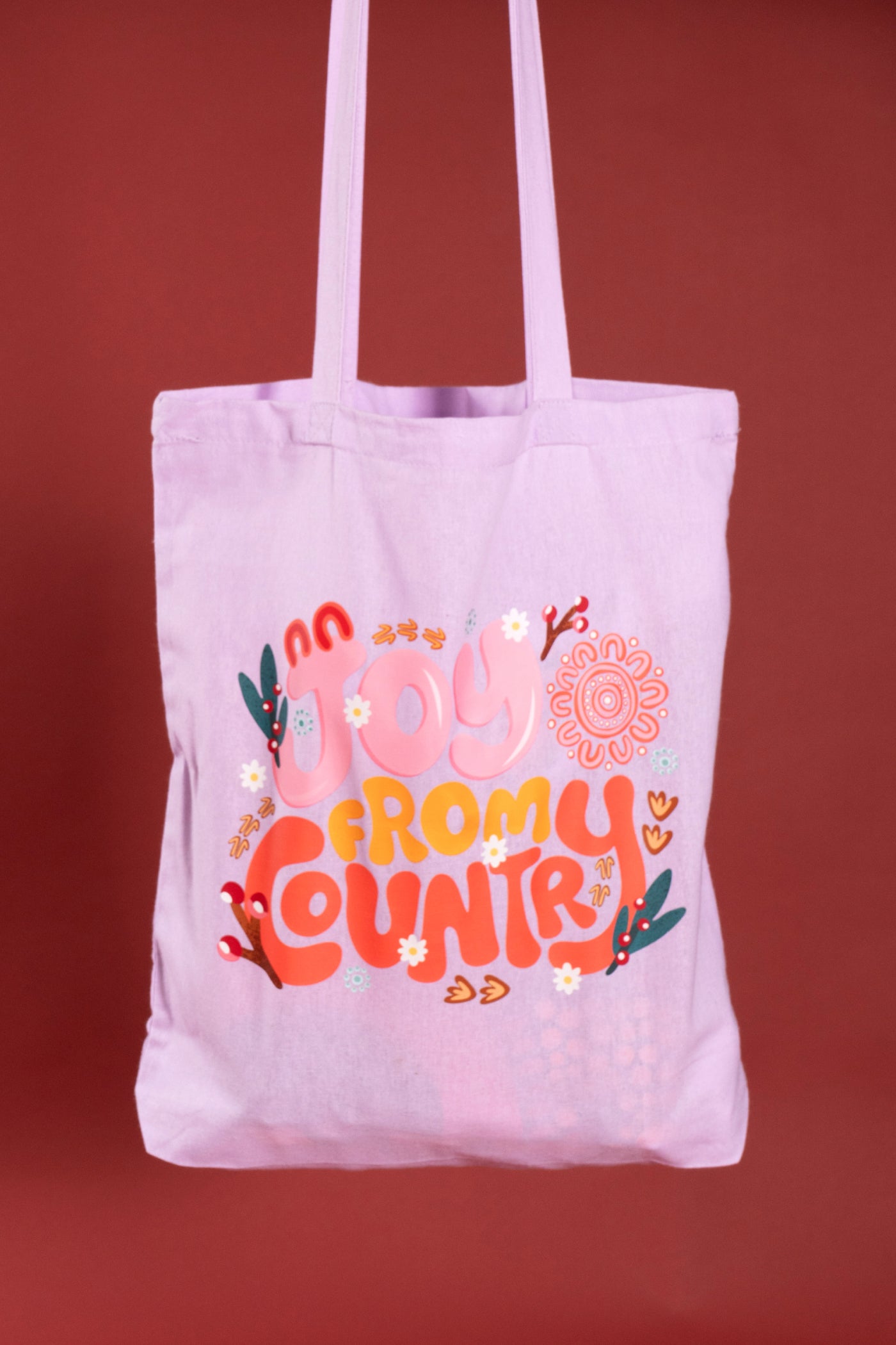 Joy From Country Lilac Long Handle Cotton Tote Bag