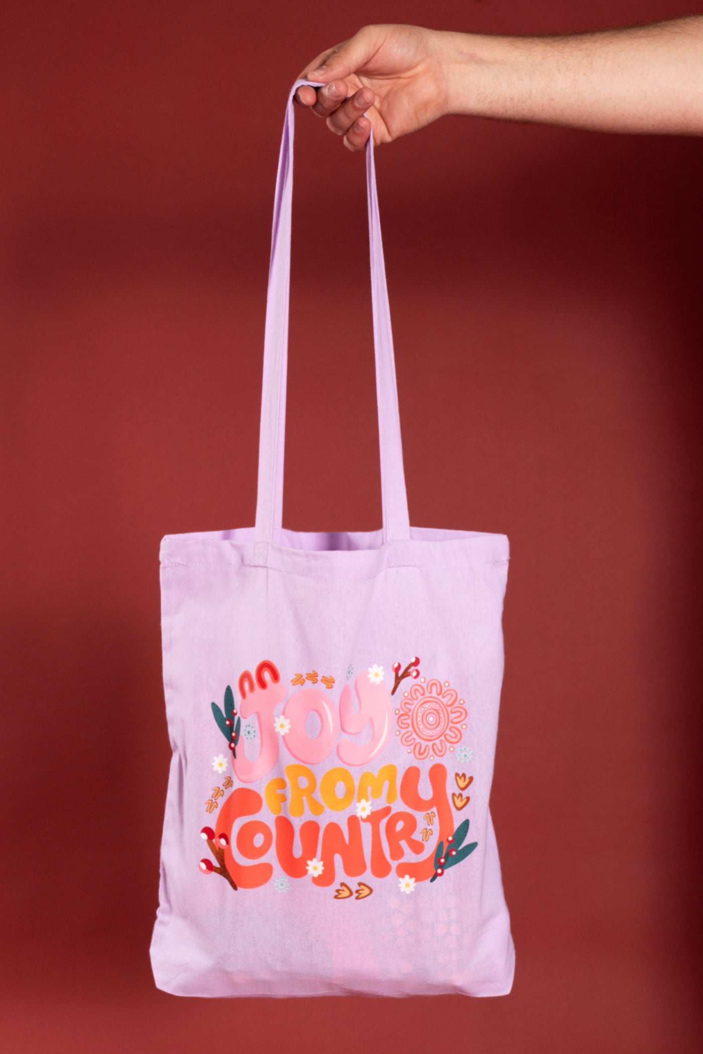 Joy From Country Lilac Long Handle Cotton Tote Bag