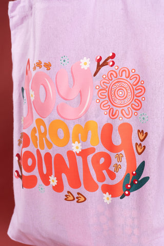 Joy From Country Lilac Long Handle Cotton Tote Bag