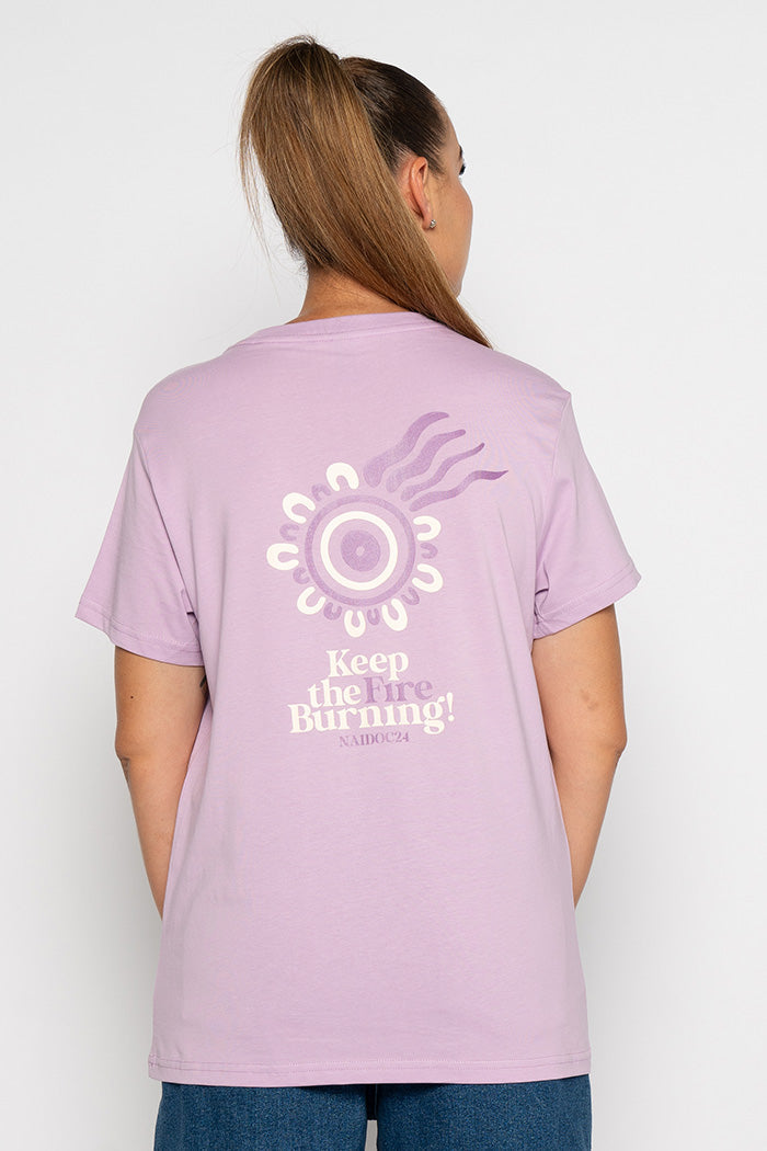 (Bulk Order) NAIDOC 2024 Pocket Print Lavender Cotton Crew Neck Women’s T-Shirt