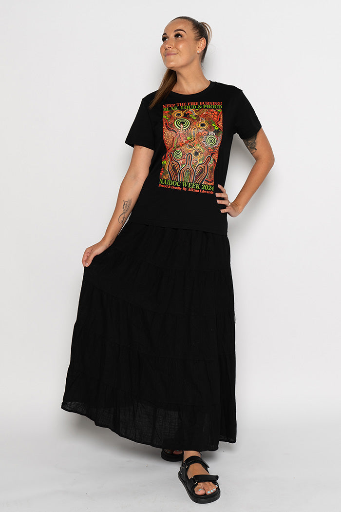 (Bulk Order) Proud & Deadly NAIDOC 2024 Black Cotton Crew Neck Women’s T-Shirt