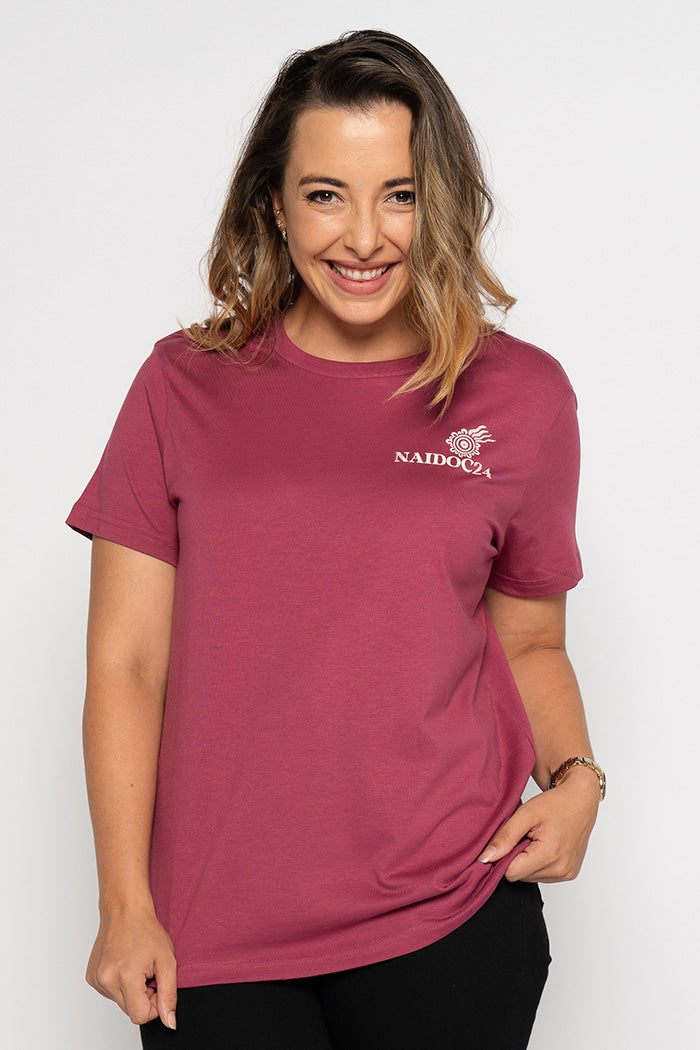 (Bulk Order) NAIDOC 2024 Pocket Print Berry Cotton Crew Neck Women’s T-Shirt