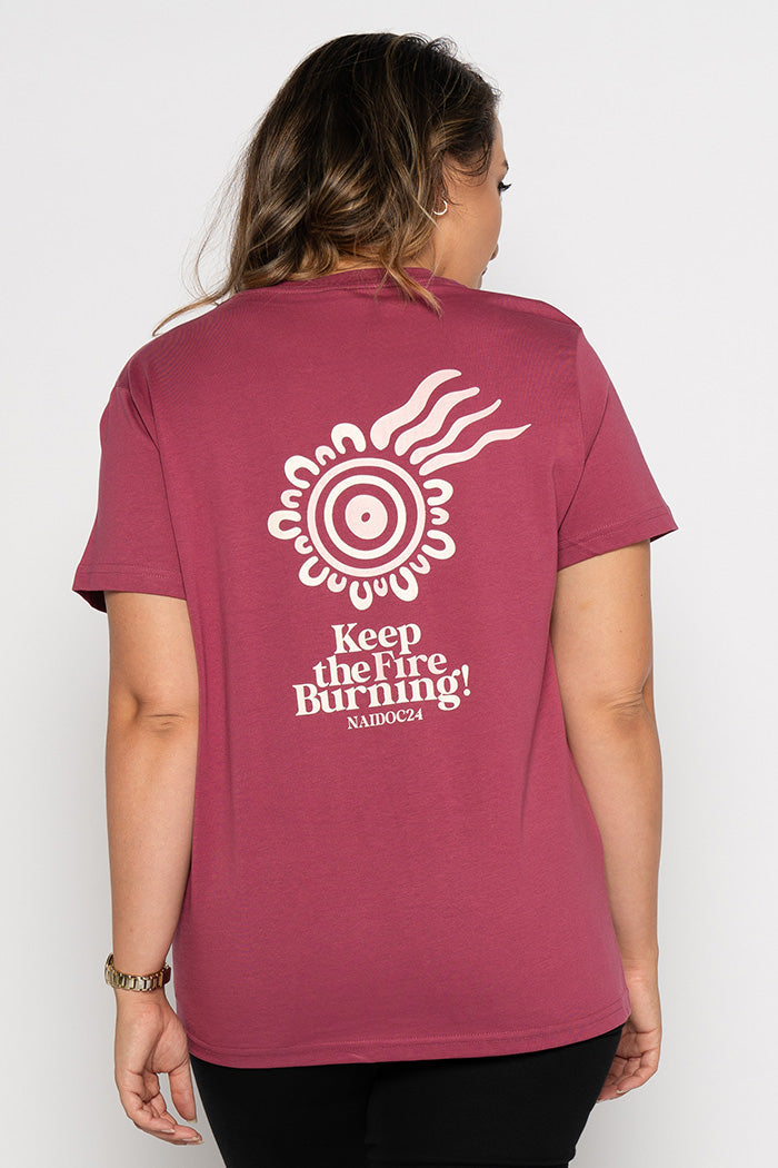 (Bulk Order) NAIDOC 2024 Pocket Print Berry Cotton Crew Neck Women’s T-Shirt