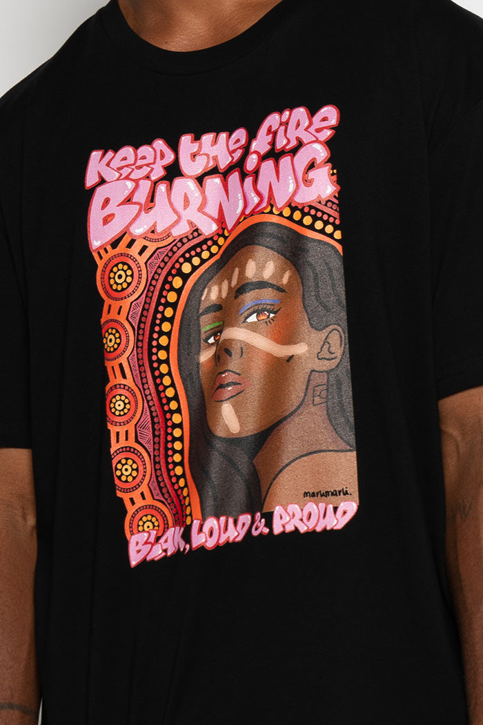 (Bulk Order) Fire Within NAIDOC 2024 Black Cotton Crew Neck Unisex T-Shirt