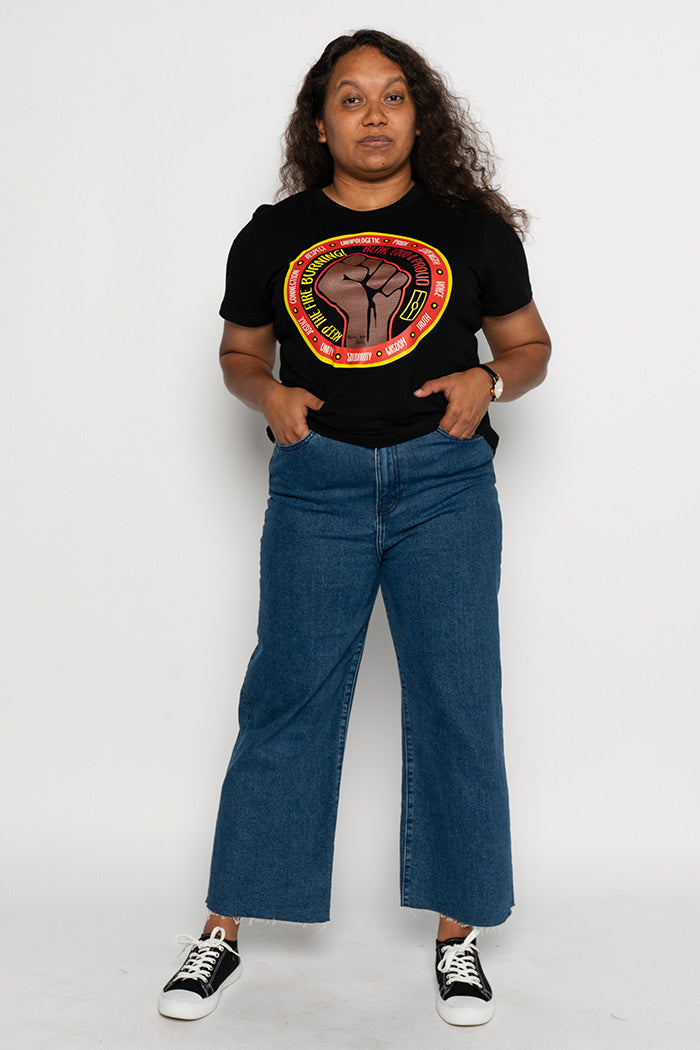 (Bulk Order) Bitja Mulana (Fire Spirit) RYB NAIDOC 2024 Black Cotton Crew Neck Women’s T-Shirt