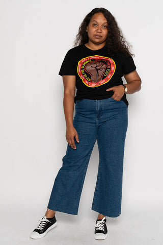 (Bulk Order) Bitja Mulana (Fire Spirit) RYB NAIDOC 2024 Black Cotton Crew Neck Women’s T-Shirt