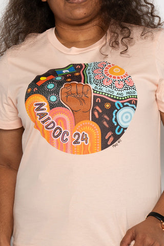 (Bulk Order) Celebrating NAIDOC 2024 Pale Pink Cotton Crew Neck Women’s T-Shirt