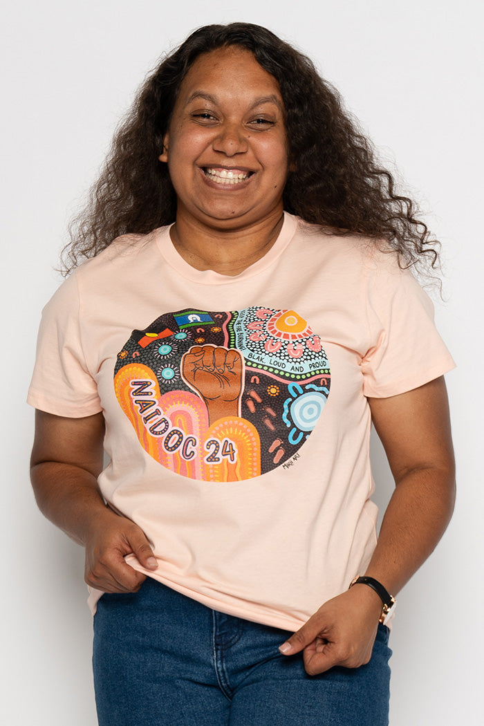 (Bulk Order) Celebrating NAIDOC 2024 Pale Pink Cotton Crew Neck Women’s T-Shirt