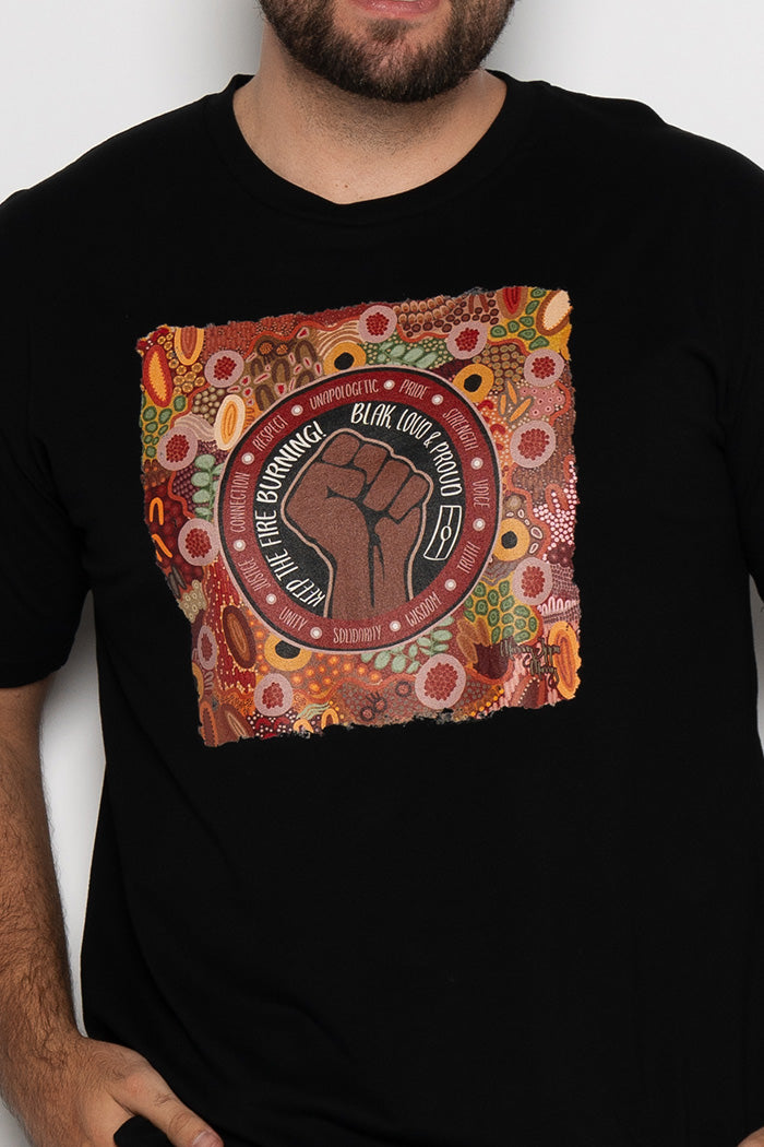 (Bulk Order) Bitja Mulana (Fire Spirit) NAIDOC 2024 Black Cotton Crew Neck Unisex T-Shirt