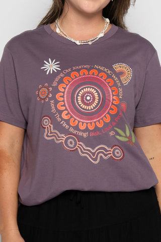 (Bulk Order) Igniting Our Journey NAIDOC 2024 Mauve Cotton Crew Neck Women’s T-Shirt