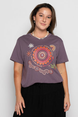 (Bulk Order) Igniting Our Journey NAIDOC 2024 Mauve Cotton Crew Neck Women’s T-Shirt