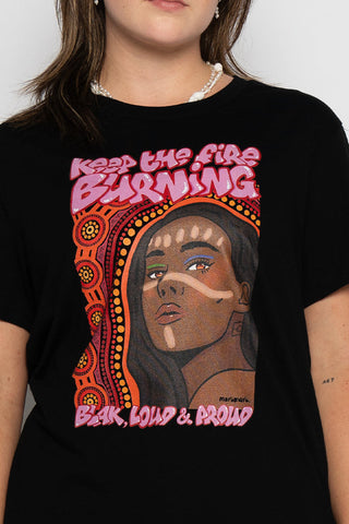 (Bulk Order) Fire Within NAIDOC 2024 Black Cotton Crew Neck Women’s T-Shirt