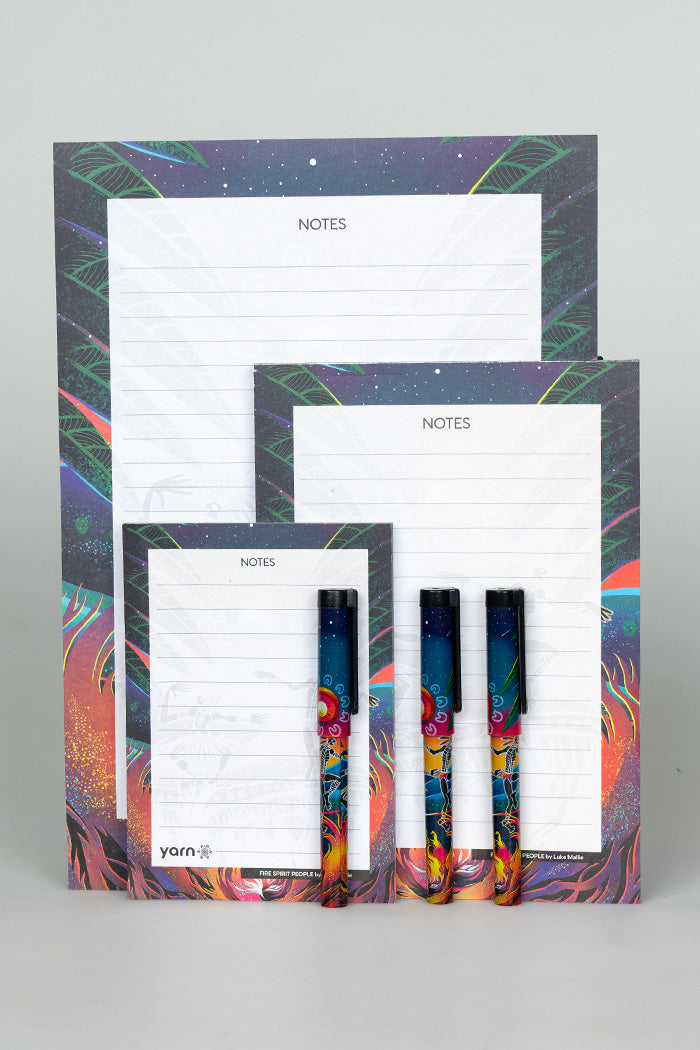 (Bulk Order) Fire Spirit People Notepad 3 Pack (A4, A5 & A6) with 3 Pack of Pens