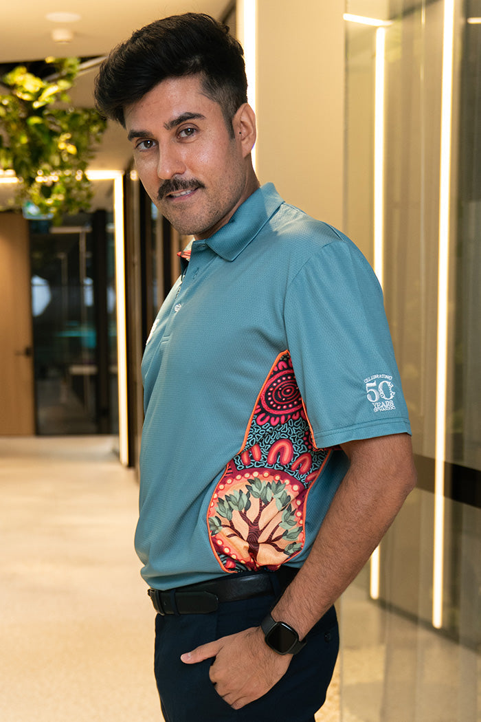 (Bulk Order) Wurung (Branches) NAIDOC 2025 Eucalyptus Bamboo (Simpson) Unisex Polo Shirt