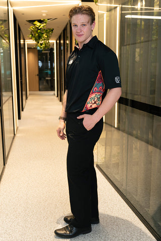 (Bulk Order) Wurung (Branches) NAIDOC 2025 Black Bamboo (Simpson) Unisex Polo Shirt