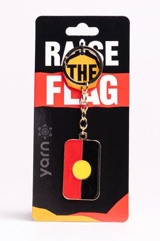 (Bulk Order) "Raise The Flag" Aboriginal Flag Rounded Keyring
