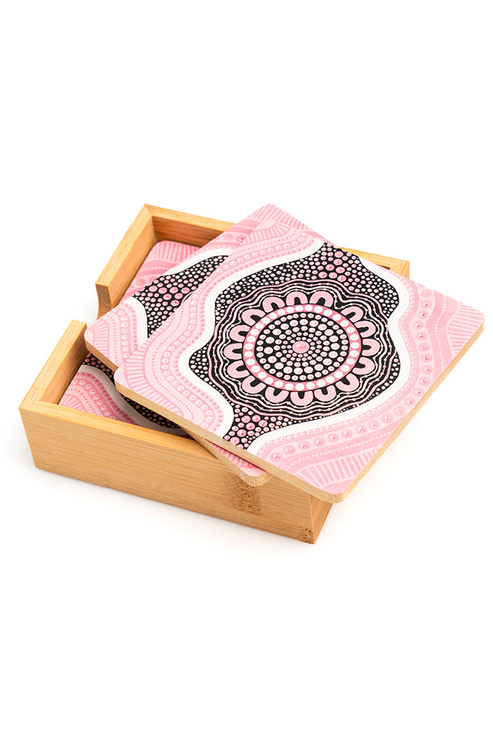 Boobie Sista Bamboo Coaster Set (4 Pack)