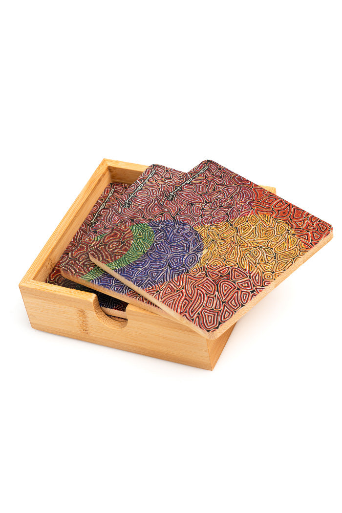 Our Many Tribes Bamboo Coaster Set (4 Pack)