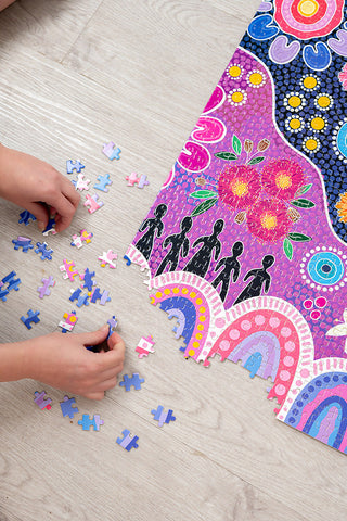 Thriving Together 1000 Piece Indigenous Artwork Puzzle - Ready Stock