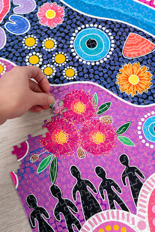 Thriving Together 1000 Piece Indigenous Artwork Puzzle - Ready Stock