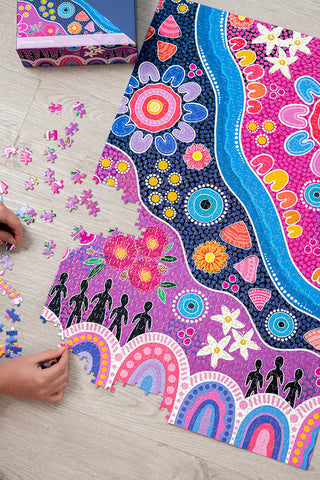 Thriving Together 1000 Piece Indigenous Artwork Puzzle - Ready Stock