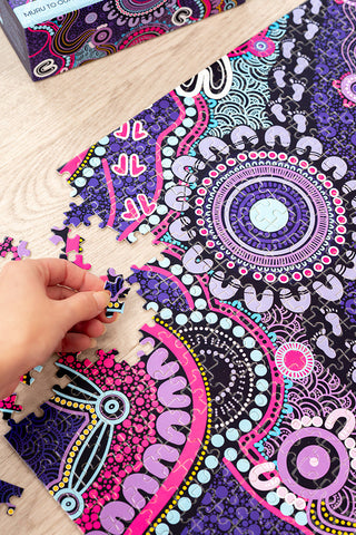 Muru To Our Biriwal (Pathway To Our Future) 1000 Piece Indigenous Artwork Puzzle - Ready Stock