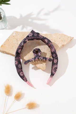 Boobie Sista (No.2) Knot Headband & Wrapped Butterfly Claw Clip - Ready Stock