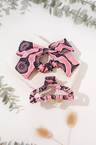 Boobie Sista Bow Scrunchie & Curved Claw Clip - Ready Stock