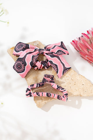 Boobie Sista Bow Scrunchie & Curved Claw Clip - Ready Stock