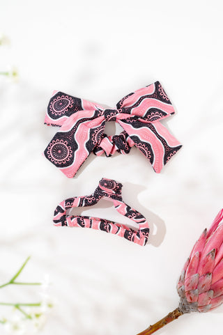 Boobie Sista Bow Scrunchie & Curved Claw Clip - Ready Stock