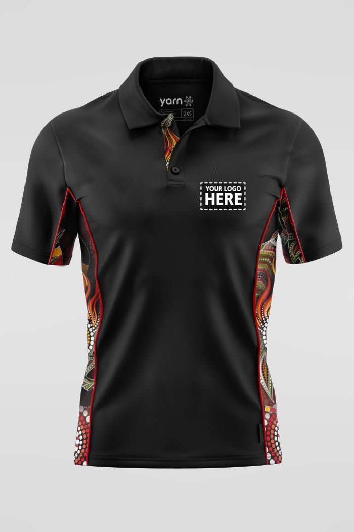 Generational Flames Black Bamboo (Simpson) Polo Shirt