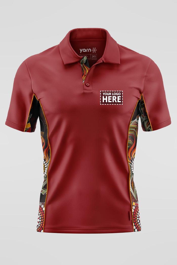 Generational Flames Ochre Red Bamboo (Simpson) Unisex Polo Shirt