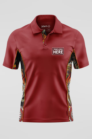 Generational Flames Ochre Red Bamboo (Simpson) Unisex Polo Shirt