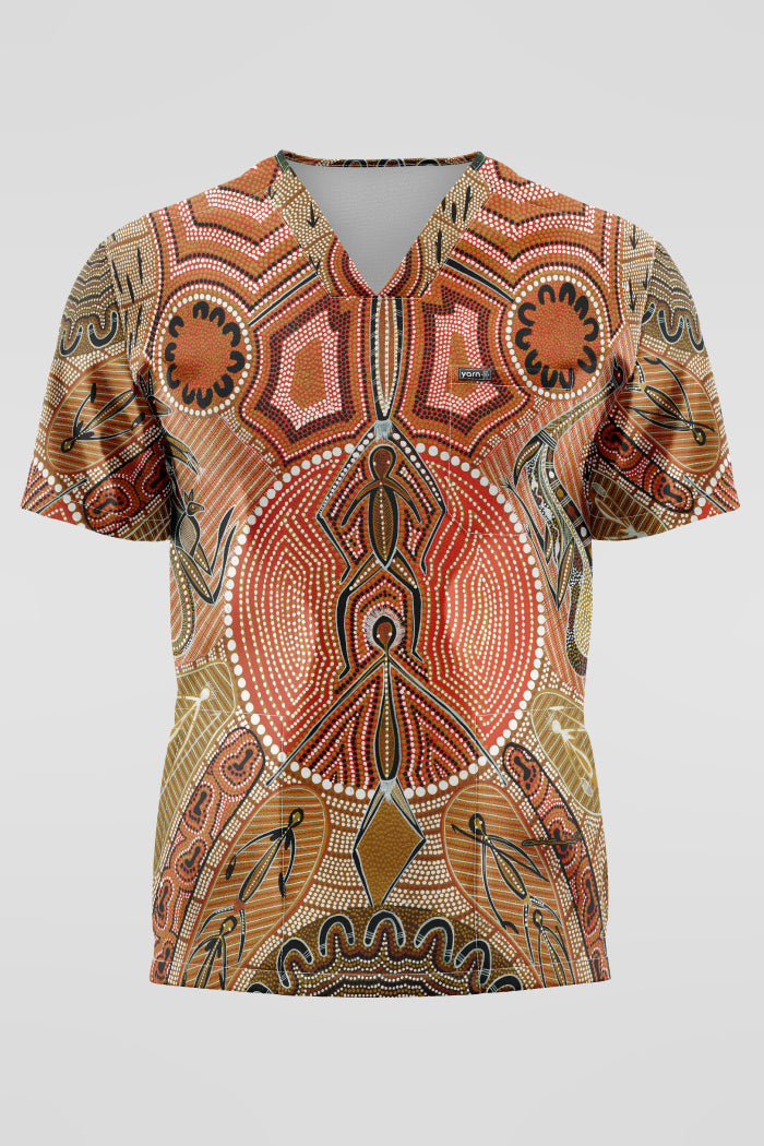 (EXPRESS) Leaving Footprints NAIDOC 2025 Unisex Three Pocket Scrub Top