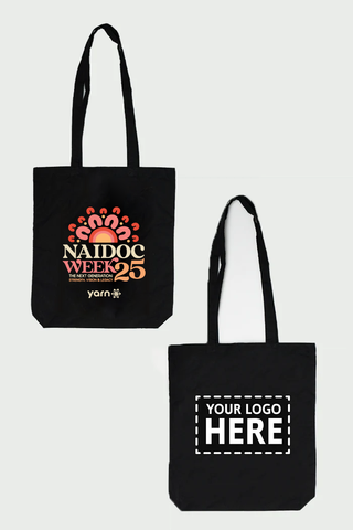 NAIDOC 2025 Black Long Handle Cotton Tote Bag