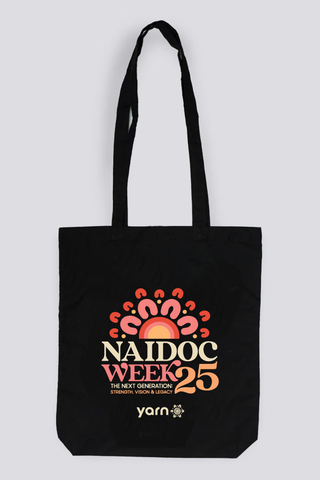 NAIDOC 2025 Black Long Handle Cotton Tote Bag