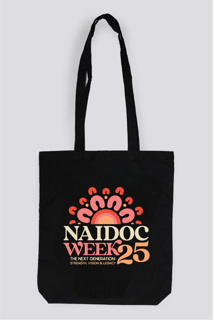 NAIDOC 2025 Black Long Handle Cotton Tote Bag