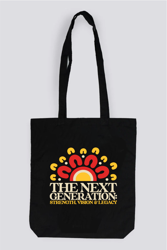 The Next Generation NAIDOC 2025 Black Long Handle Cotton Tote Bag