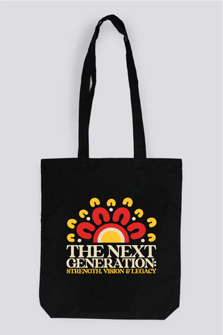 The Next Generation NAIDOC 2025 Black Long Handle Cotton Tote Bag