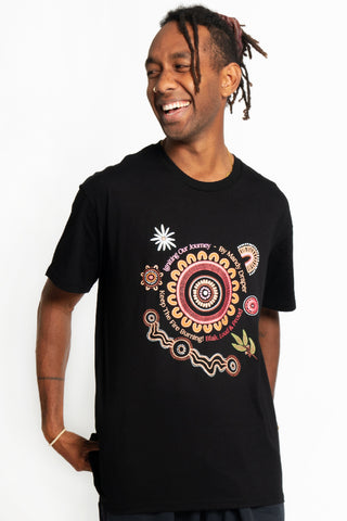 (Bulk Order) Igniting Our Journey NAIDOC 2024 Black Cotton Crew Neck Unisex T-Shirt