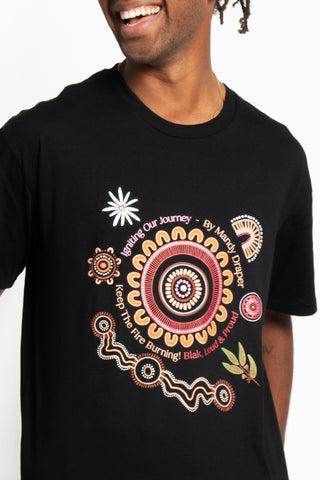 (Bulk Order) Igniting Our Journey NAIDOC 2024 Black Cotton Crew Neck Unisex T-Shirt