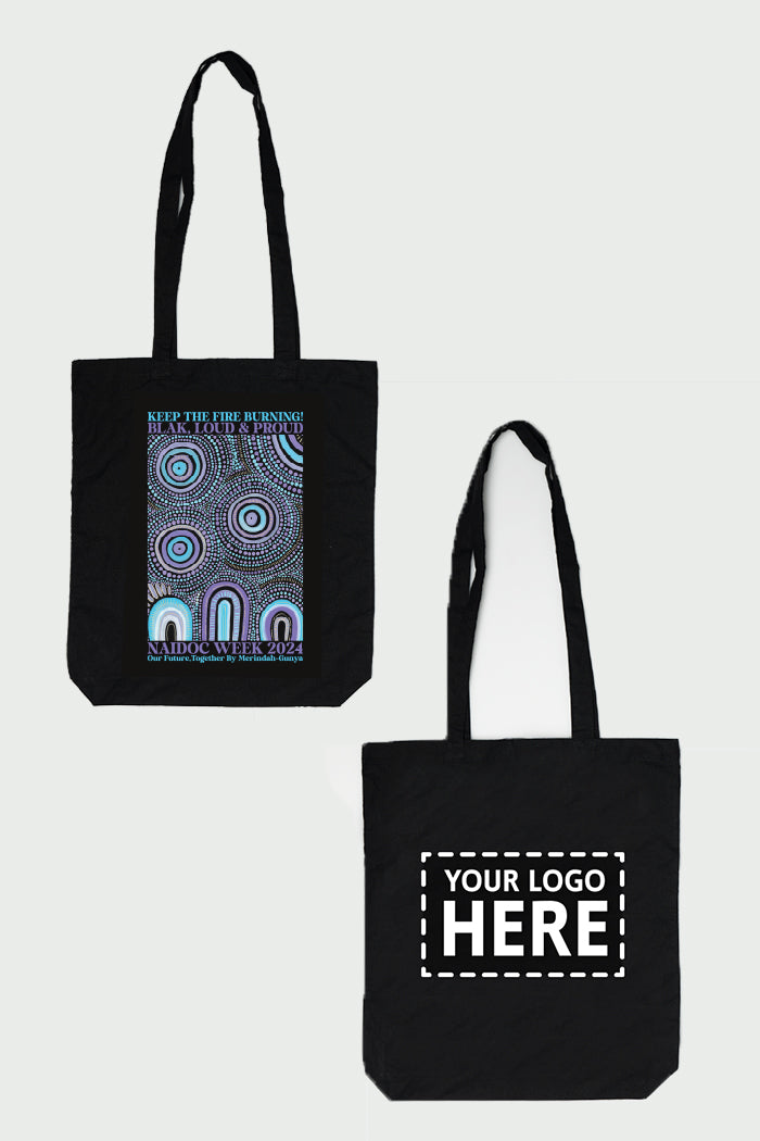 Our Future, Together Black Long Handle Cotton Tote Bag