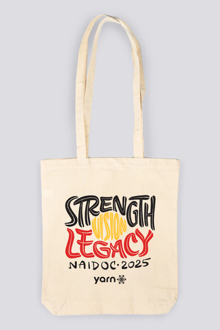 Strength, Vision & Legacy NAIDOC 2025 Natural Long Handle Cotton Tote Bag