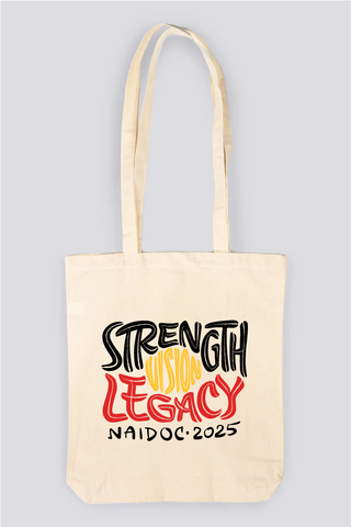 Strength, Vision & Legacy NAIDOC 2025 Natural Long Handle Cotton Tote Bag